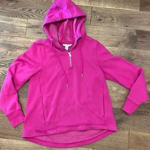 Pink athleta sweatshirt.  Slightly tunic length with a high low hemline